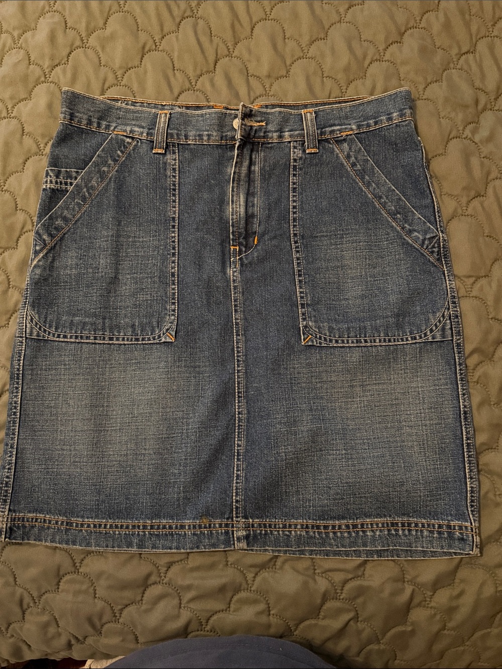 Lucky Brand Medium Blue Denim Mini Skirt with Front Patch Pockets
